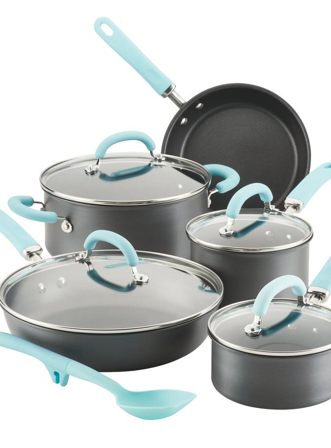 Rachael Ray 10-Piece Create Delicious Hard Anodized Nonstick Induction Cookware Set For Sale