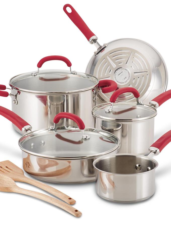 Rachael Ray 10-Piece Create Delicious Stainless Steel Induction Cookware Set For Sale