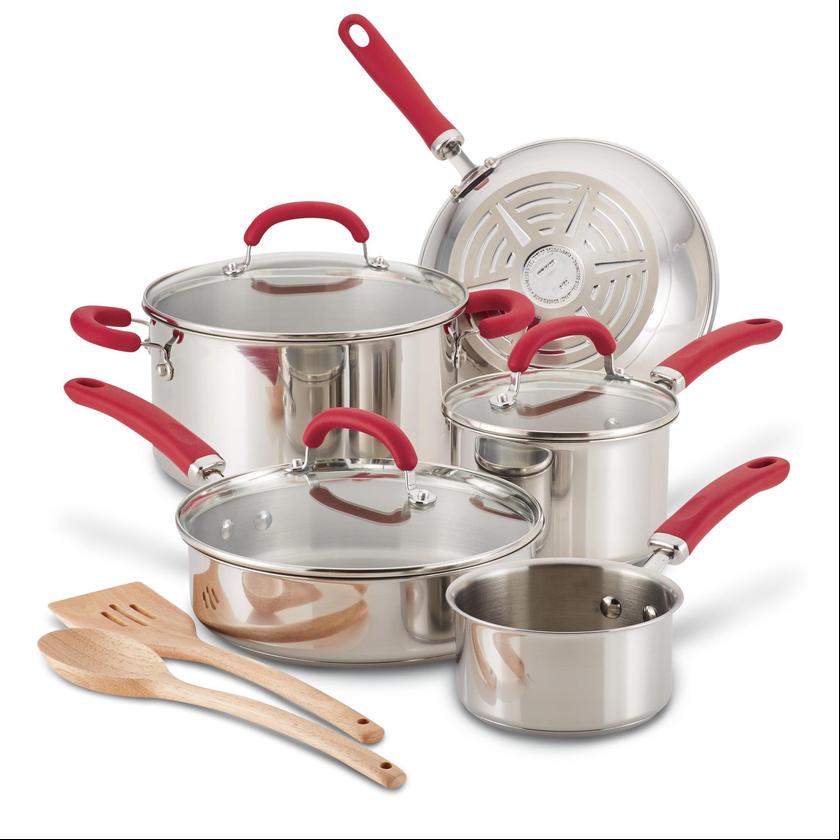 Rachael Ray 10-Piece Create Delicious Stainless Steel Induction Cookware Set For Sale