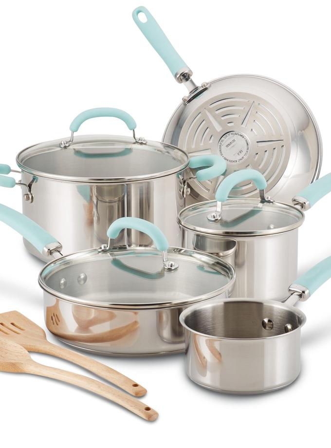 Rachael Ray 10-Piece Create Delicious Stainless Steel Induction Cookware Set For Sale