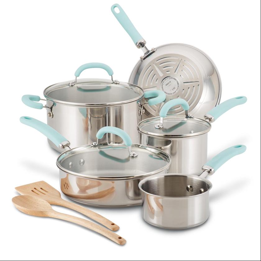 Rachael Ray 10-Piece Create Delicious Stainless Steel Induction Cookware Set For Sale