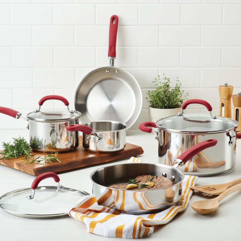 Rachael Ray 10-Piece Create Delicious Stainless Steel Induction Cookware Set For Sale