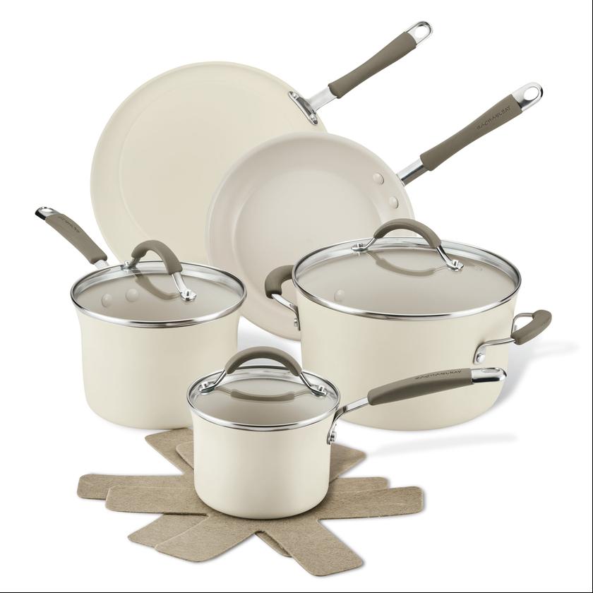 Rachael Ray 10-Piece Cucina Ceramic Nonstick Cookware Set Best Seller