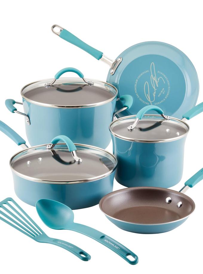 Rachael Ray 10-Piece Cucina Nonstick Cookware Set On Sale