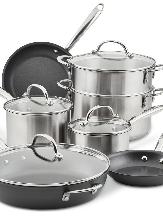 Rachael Ray 11- Piece Professional Hard-Anodized Nonstick and Induction Stainless Steel Cookware Set Free shipping