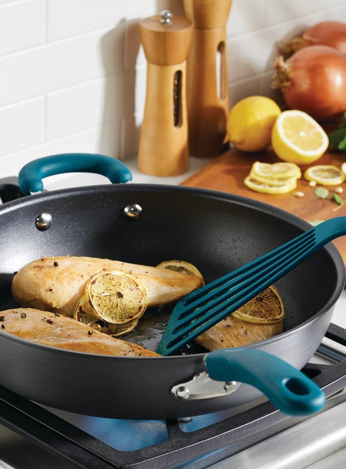 Rachael Ray 12.5-Inch Create Delicious Anodized Nonstick Induction Deep Frying Pan with Helper Handle Best Seller