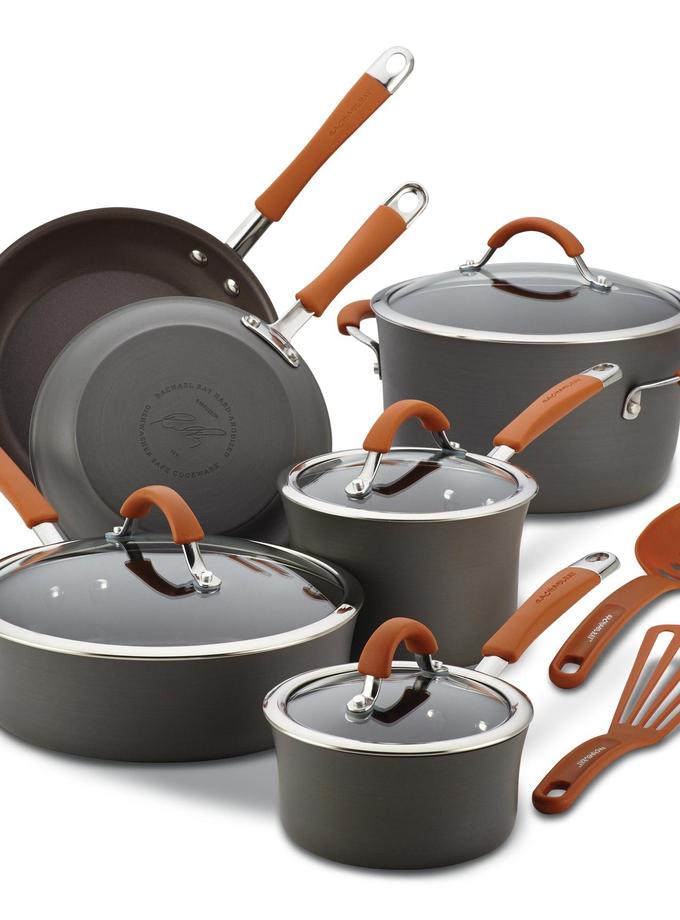 Rachael Ray 12-Piece Cucina Hard Anodized Nonstick Cookware Set Best Buy