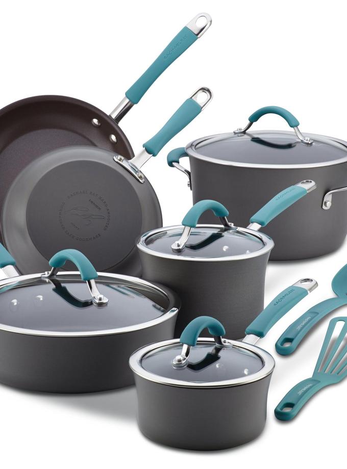 Rachael Ray 12-Piece Cucina Hard Anodized Nonstick Cookware Set Best Buy