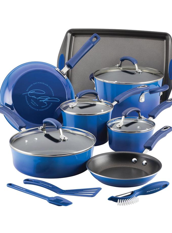 Rachael Ray 14-Piece Classic Brights Nonstick Cookware Set High Quality