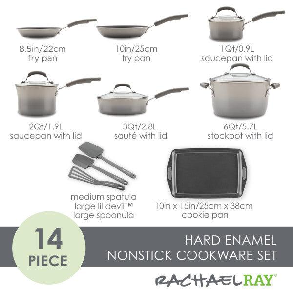 Rachael Ray 14-Piece Classic Brights Nonstick Cookware Set New Arrival