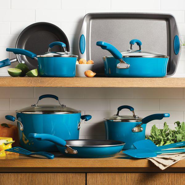 Rachael Ray 14-Piece Classic Brights Nonstick Cookware Set New Arrival