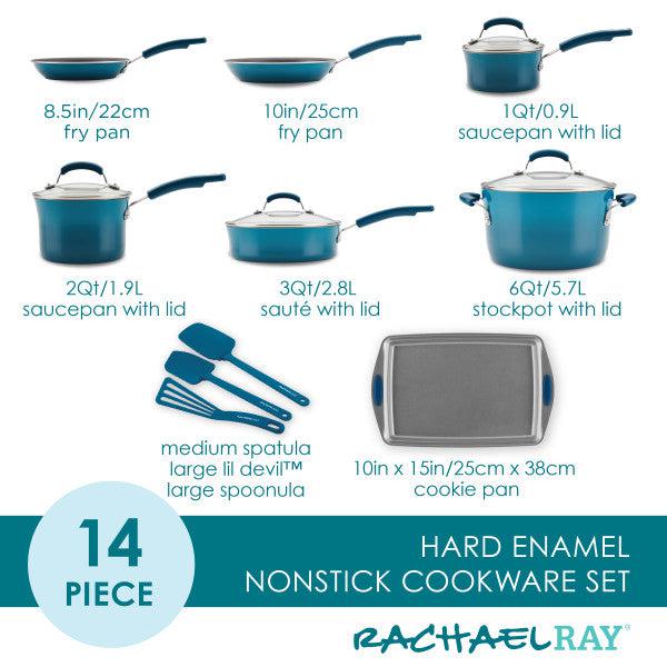 Rachael Ray 14-Piece Classic Brights Nonstick Cookware Set New Arrival