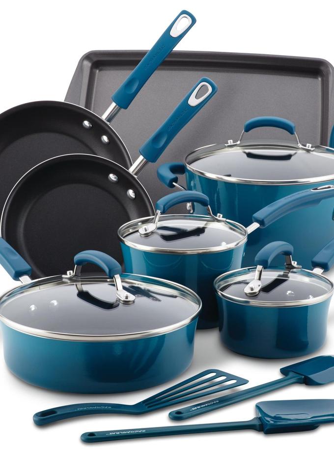 Rachael Ray 14-Piece Classic Brights Nonstick Cookware Set New Arrival