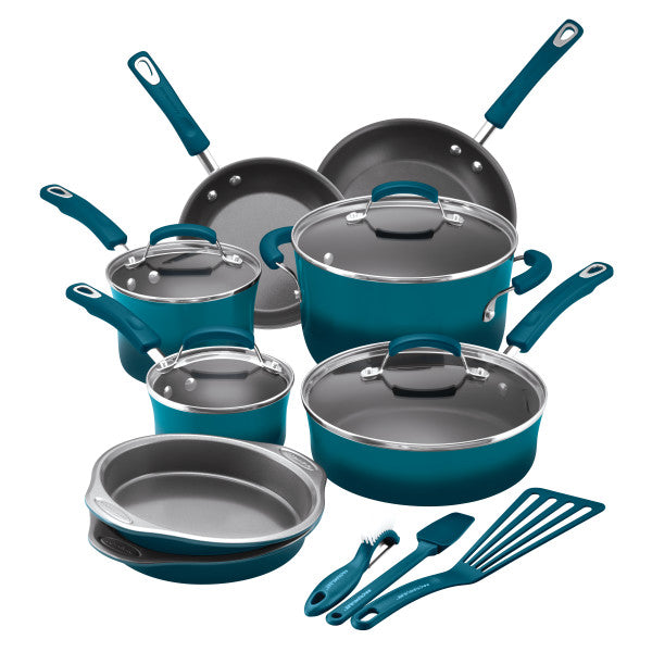 Rachael Ray 15-Piece Classic Brights Nonstick Cookware Set Best Buy