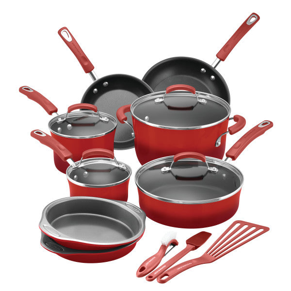 Rachael Ray 15-Piece Classic Brights Nonstick Cookware Set Best Buy