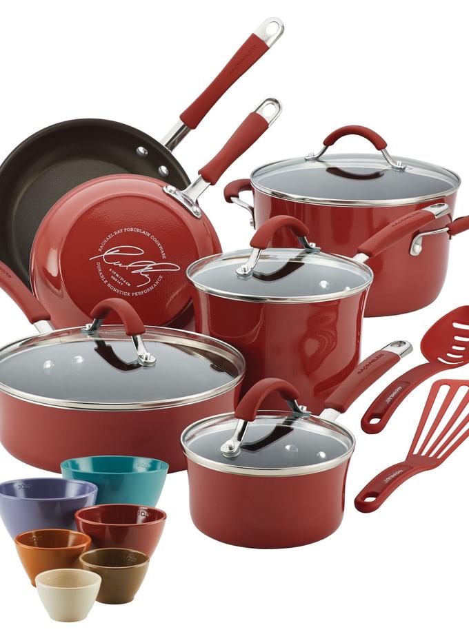 Rachael Ray 18-Piece Cucina Nonstick Cookware and Prep Bowl Set Best Buy