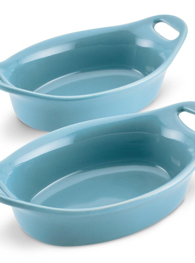 Rachael Ray 2-Piece 12-Ounce Oval Ceramic Au Gratin Set Best Buy