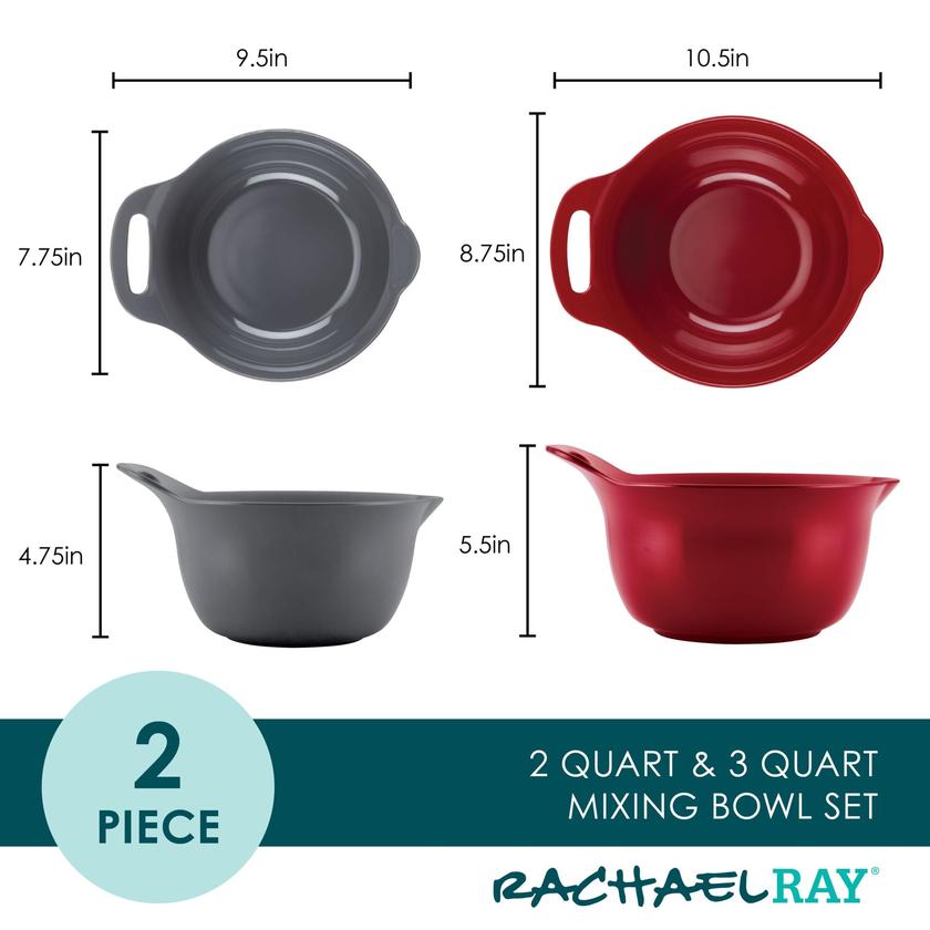 Rachael Ray 2-Qt. & 3-Qt. Nesting Mixing Bowl Set New Arrival