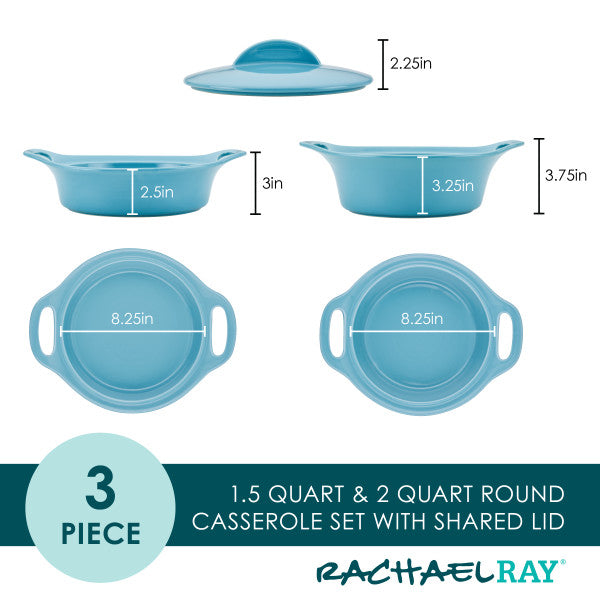 Rachael Ray 3-Piece Ceramic Casserole Set Best Seller