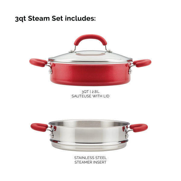 Rachael Ray 3-Quart Create Delicious Nonstick Induction Steamer Set High Quality