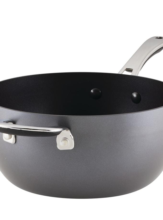 Rachael Ray 4.5-Quart Cook + Create Hard Anodized Nonstick Saucier Pan with Lid and Helper Handle Best Buy