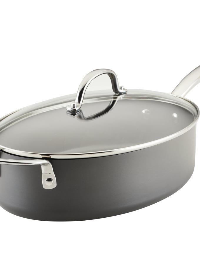 Rachael Ray 5-Quart Professional Hard Anodized Nonstick Oval Sauté Pan with Lid On Sale