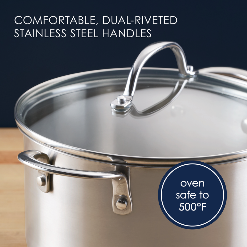 Rachael Ray 6-Quart Stainless Steel Induction Stockpot with Lid Same Day Delivery