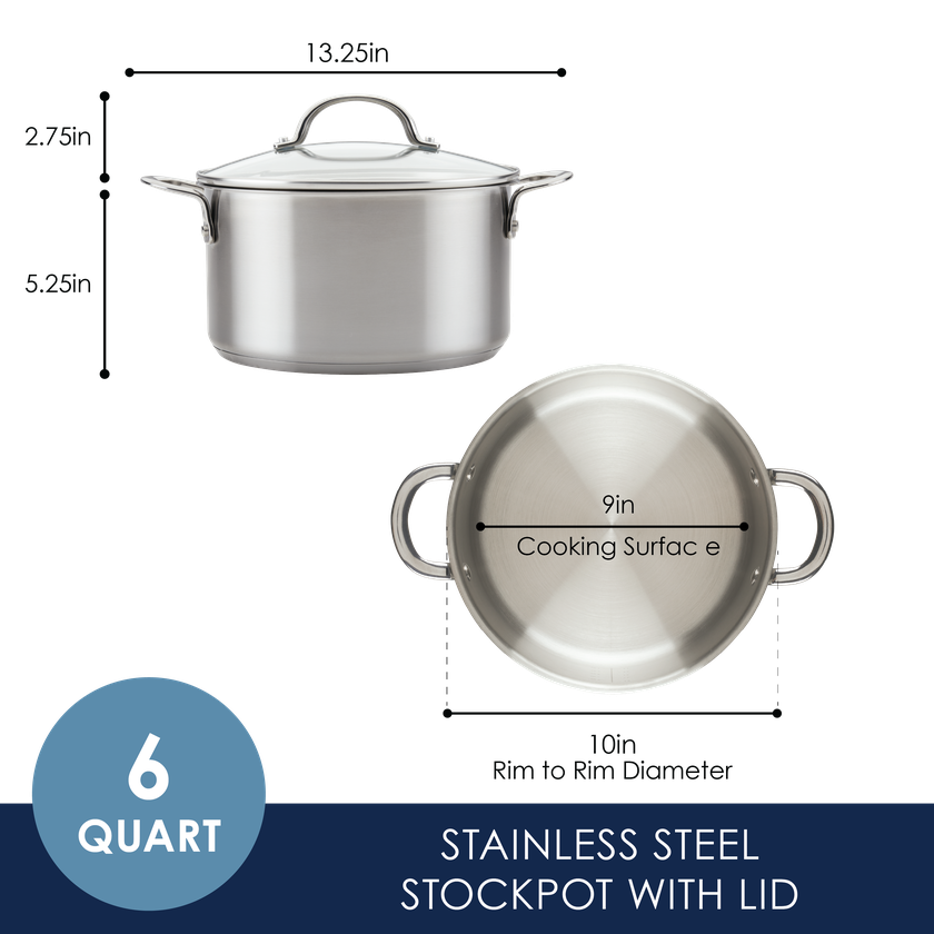 Rachael Ray 6-Quart Stainless Steel Induction Stockpot with Lid Same Day Delivery