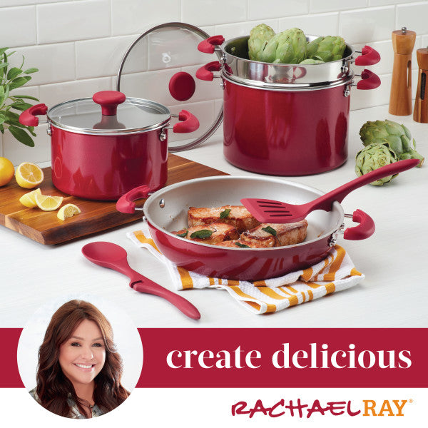 Rachael Ray 8-Piece Create Delicious Stacking Nonstick Induction Cookware Set On Sale