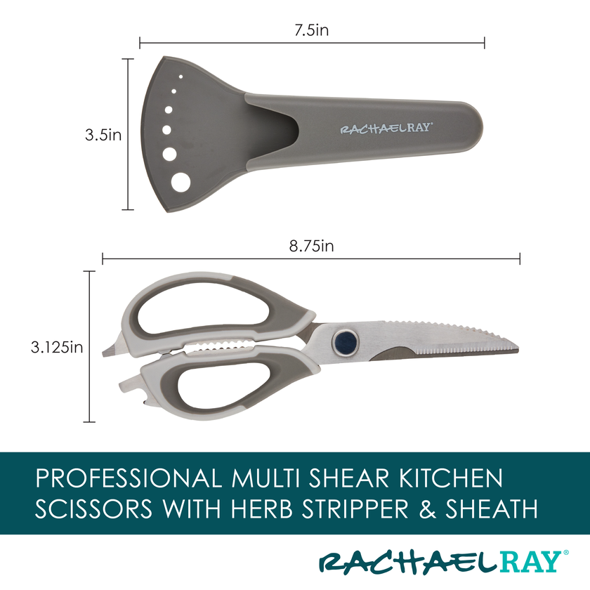 Rachael Ray Multi Shear Kitchen Scissors with Herb Stripper and Sheath Same Day Delivery